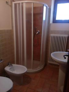 Agriturismo la Torre في بينابيلي: حمام مع دش ومرحاض ومغسلة