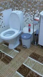 bagno con servizi igienici e cestino di Однокомнатная a Astana