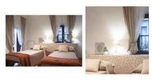 a living room with two beds and a window at Il Palazzetto sulla Francigena in Formello