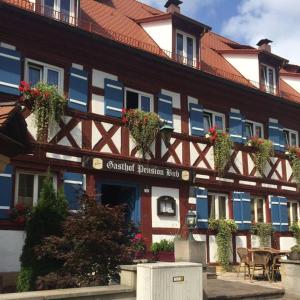 a building with potted plants on the side of it at Hotel-Gasthof Bub in Zirndorf