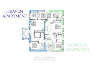 Plán poschodí v ubytovaní Family Luxury Wonder Heaven Apartment, 50m to M Cassino, first with 3 badrooms&studio, second with 2 badrooms&studio, parking w cenie
