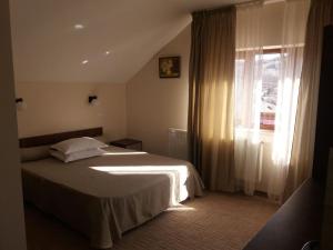 a bedroom with a large bed and a window at Casa Teju 2 in Slănic +61 photos