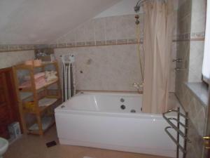 a bathroom with a white tub and a shower at Apartments villa MaVeRo in Banjole