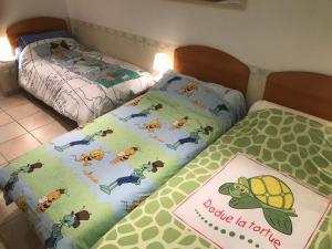 Postel nebo postele na pokoji v ubytování Gîte du Belvédère