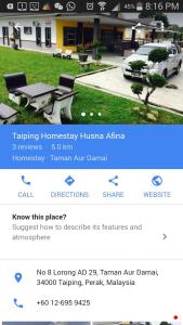 a page of a website with a picture of a house at Taiping Homestay Husna Afina in Taiping +2 photos