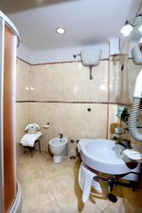 a bathroom with a sink and a toilet at Hotel dei Platani in Nola