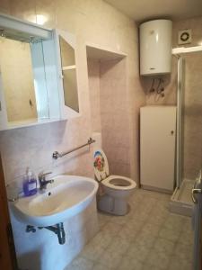 La salle de bains est pourvue d'un lavabo et de toilettes. dans l'établissement apartman Gracijela, à Svetvinčenat