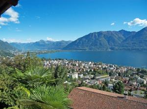 a view of a city and a body of water at Residenza Paradiso App 1000 in Orselina