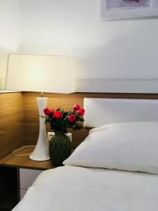 Postel nebo postele na pokoji v ubytování Ferienwohnung am Hauptbahnhof