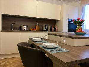Kuchyň nebo kuchyňský kout v ubytování Ferienwohnung am Hauptbahnhof