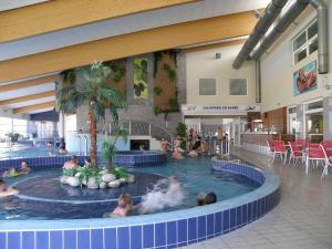 un grupo de personas en una piscina en un centro comercial en Buly Aréna, en Kravaře
