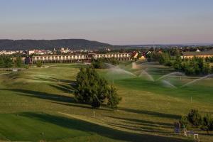 a view of a golf course with a green at Sand Martin in Mladá Boleslav