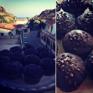 two different pictures of cupcakes on a plate with a view at Mille Soli Bed and Breakfast in Buggerru