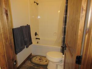 a bathroom with a toilet and a bath tub at Townhomes on the Green in Afton +10 photos