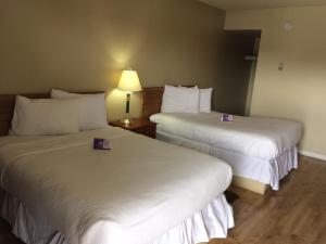 Postel nebo postele na pokoji v ubytování Nice Inn Edmonton