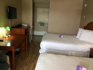 Postel nebo postele na pokoji v ubytování Nice Inn Edmonton