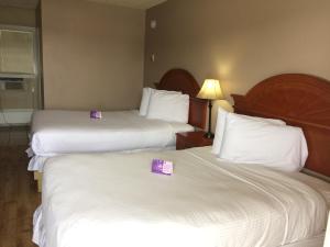 Postel nebo postele na pokoji v ubytování Nice Inn Edmonton