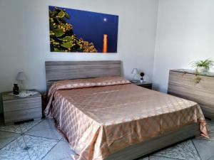 ガリポリにあるB&B Delfis IIのベッドルーム1室(ベッド1台付)が備わります。壁に絵が飾られています。
