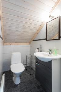 A bathroom at Pyry ja Tuisku Cottages