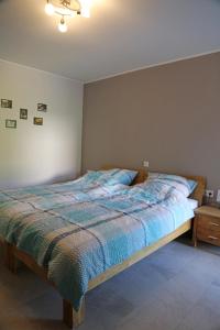 una camera con letto e piumone blu di Castelferien a Echtershausen