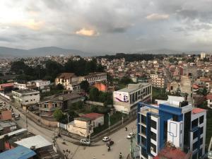 a view of a city with buildings and a street at Kaveri Inn in Kathmandu
