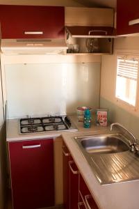 a kitchen with a sink and a stove at New Camping Le Tamerici in Marina di Cecina