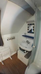 a bathroom with a sink and a mirror at L'Estacade : maison de pecheur in Saint-Valéry-sur-Somme