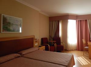 een hotelkamer met een bed en een raam bij Hotel Costa Verde in Villadesuso