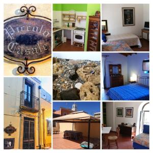 eine Collage mit Fotos eines Hotelzimmers in der Unterkunft Piccolo Casale in Milazzo