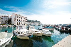 a group of boats docked in a harbor at Blue Sea Apartment by Locap Group in Piran