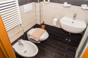 a bathroom with a toilet and a sink at Hotel Okinawa in Rimini