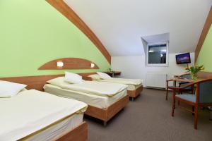 Postel nebo postele na pokoji v ubytování Hotel Břízky