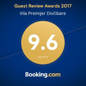 شهادة أو جائزة أو لوحة أو أي وثيقة أخرى معروضة في Vila Premijer Divčibare