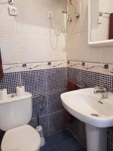 a bathroom with a toilet and a sink at Hostal Maxorata in Morro del Jable