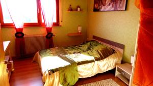 1 dormitorio con 1 cama en una habitación en Gîte le Bambou, en Dinsheim