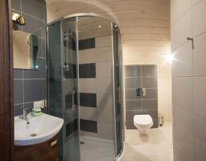 バウトゥフにあるŚwierkowa Chataのバスルーム(シャワー、洗面台、トイレ付)