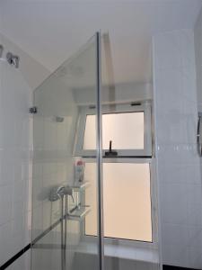 トレビエハにあるALEGRIA ID43の窓付きのバスルーム(ガラス張りのシャワー付)