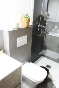 a bathroom with a toilet and a shower and a sink at Nest Flats Granada in Granada