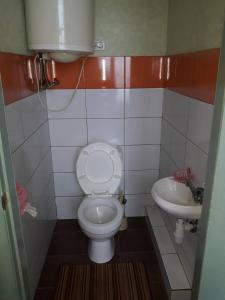 ポルタヴァにあるEuroLux Hotelの小さなバスルーム(トイレ、シンク付)