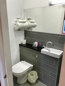 a bathroom with a toilet and a sink at Dairy Guest House in York