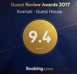 Majutusasutuses Kvariati - Guest House olev sertifikaat, autasu, silt või muu dokument