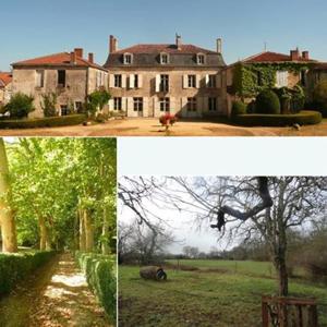 dos fotos de una casa vieja y una mansión en Eco Logis de Chantegrolle en Champagne-Mouton