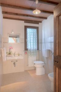 La salle de bains est pourvue de toilettes et d'un lavabo. dans l'établissement Agriturismi Farina, à Castiglione del Lago