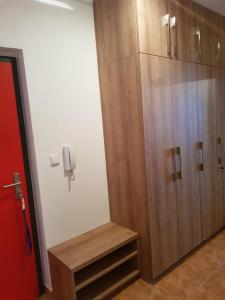 リプノ・ナト・ヴルタヴォウにあるSport Apartmentのロッカールーム(木製クローゼット、ベンチ付)