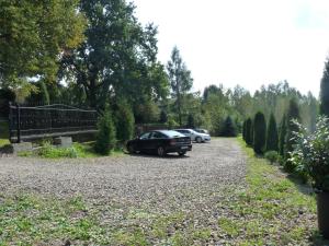 a group of cars parked in a driveway at Wynajem Domkow Letniskowych in Solina
