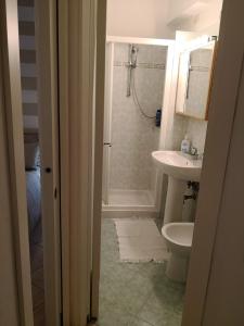 リオマッジョーレにあるGraziosa Appartamentiのバスルーム(洗面台、トイレ、シャワー付)