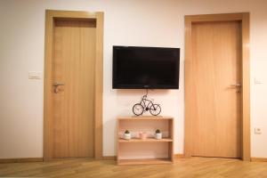 Televízia a/alebo spoločenská miestnosť v ubytovaní Apartmani Mursa