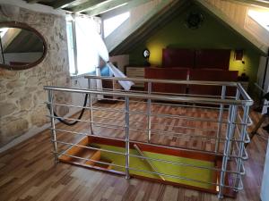 a metal railing in the middle of a room at Buena Vis-ta Apartments with the Sea View in Vis