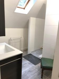 a bathroom with a sink and a skylight at Angel Services - Le Nant in Saint-Jorioz