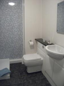 ポースレーヴェンにあるSeascapeの白いバスルーム(トイレ、シンク付)
